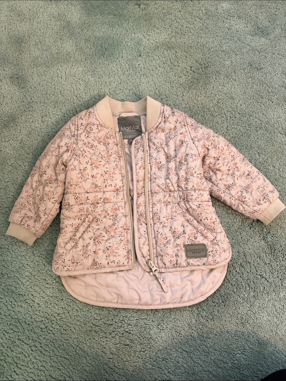 Marmar Copenhagen Pink Floral Quilted Puffer Jacket for Kids